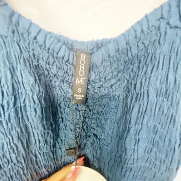 NWT-Boho Me Dark Teal Smocked tank Hi low Sundress SM - Picture 6 of 9
